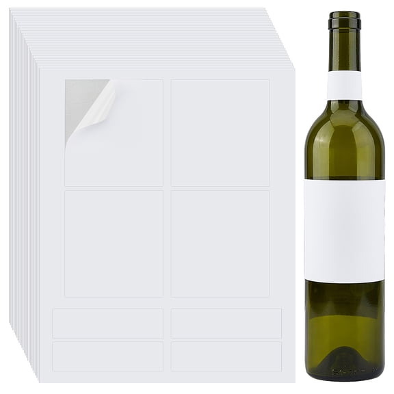 25 Sheets 100Pcs White Labels Stickers Printable Wine Labels Blank Wine Label Paper Self Adhesive Label Inkjet 25-102x89-95mm