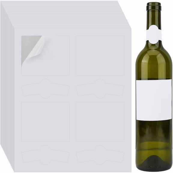 25 Sheets 100Pcs White Labels Stickers Printable Wine Labels Blank Wine Label Paper Self Adhesive Label Inkjet for DIY Supplies Wedding Party 36-76x89mm for DIY