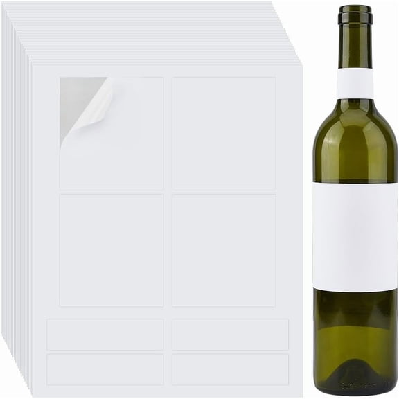 25 Sheets 100Pcs White Labels Stickers Printable Wine Labels Blank Wine Label Paper Self Adhesive Label Inkjet