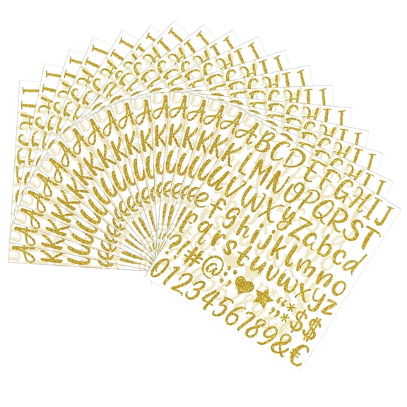 25 Sheets 2025 Pcs 1 Inch Glitter Gold Letter Stickers, Self-Adhesive Waterproof Vinyl Alphabet Number Stickers for Graduation Caps, Water Bottles & Crafts