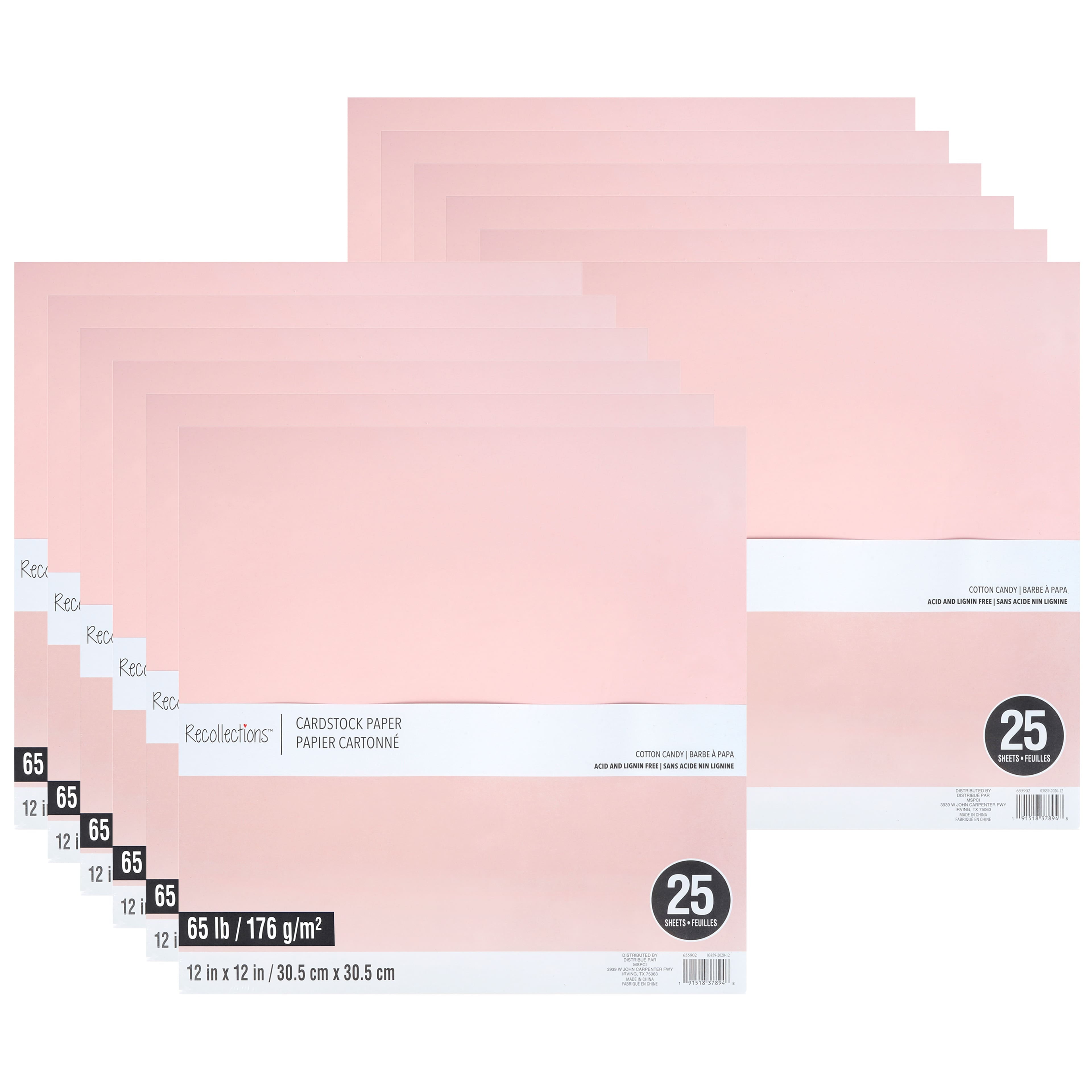 25 Sheets (300 total) Cotton Candy 12" x 12" Cardstock Paper by