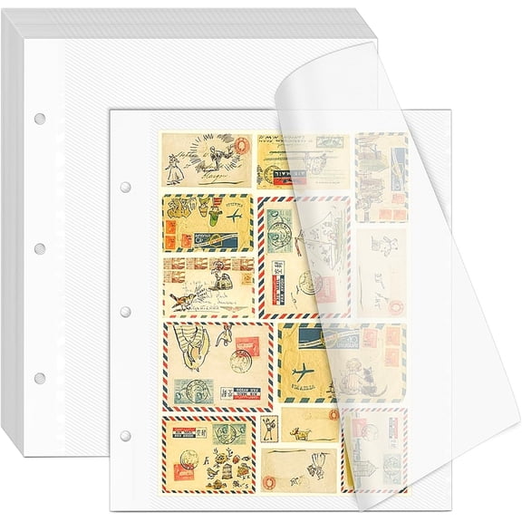 25 Sheets/50 Pages Photo Album Pages for 3 Ring Binder, Self Adhesive Scrapbooking Album Refill Pages Replacement Photo Album Sheets for 2x3 4x6 5x7 8x10 Photo or Cards, 11 x 9 Inch