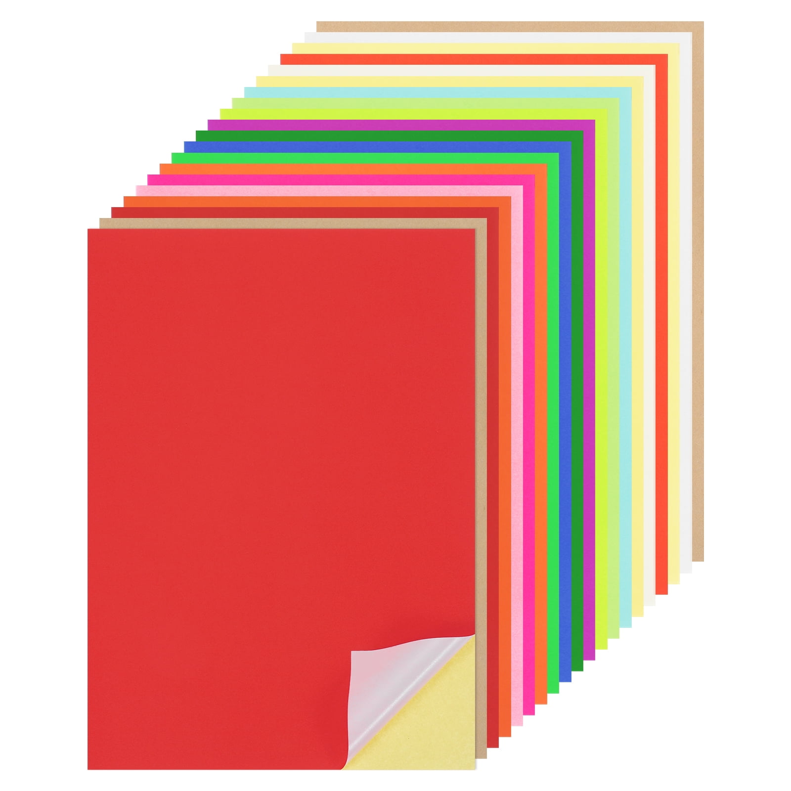 25 Sheets Colored Sticker Paper Printable, 8"x12" A4 Self Adhesive Cardstock Paper Assorted Colors 250gsm