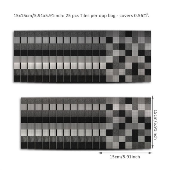 25-Sheets Peel And Stick Removable Metal Series Mosaic Wallpaper Tile Stickers Wall Sticker Home Decor For Backsplash Kitchen Bathroom