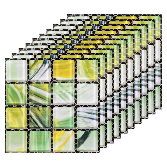 25 Sheets Peel and Stick Tiles, 3.94"x3.94"x0.02" for Kitchen Wall Stairs, Green