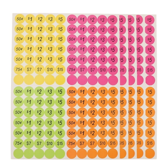 Adhesive Price Tag Paper for Shop Multi Color 25 Sheets