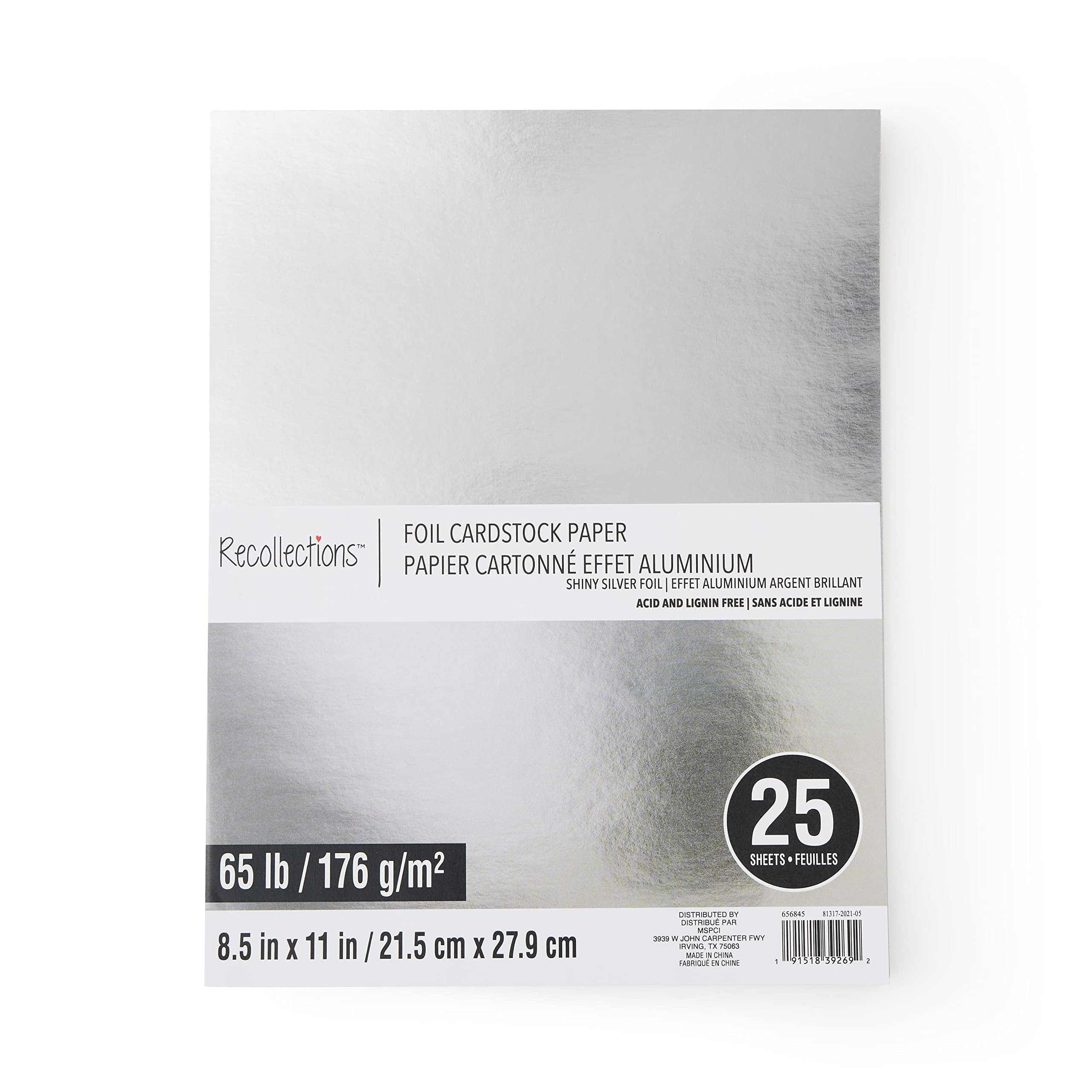 25 Sheets Shiny Silver DHF10 Foil 8.5" x 11" Cardstock Paper by