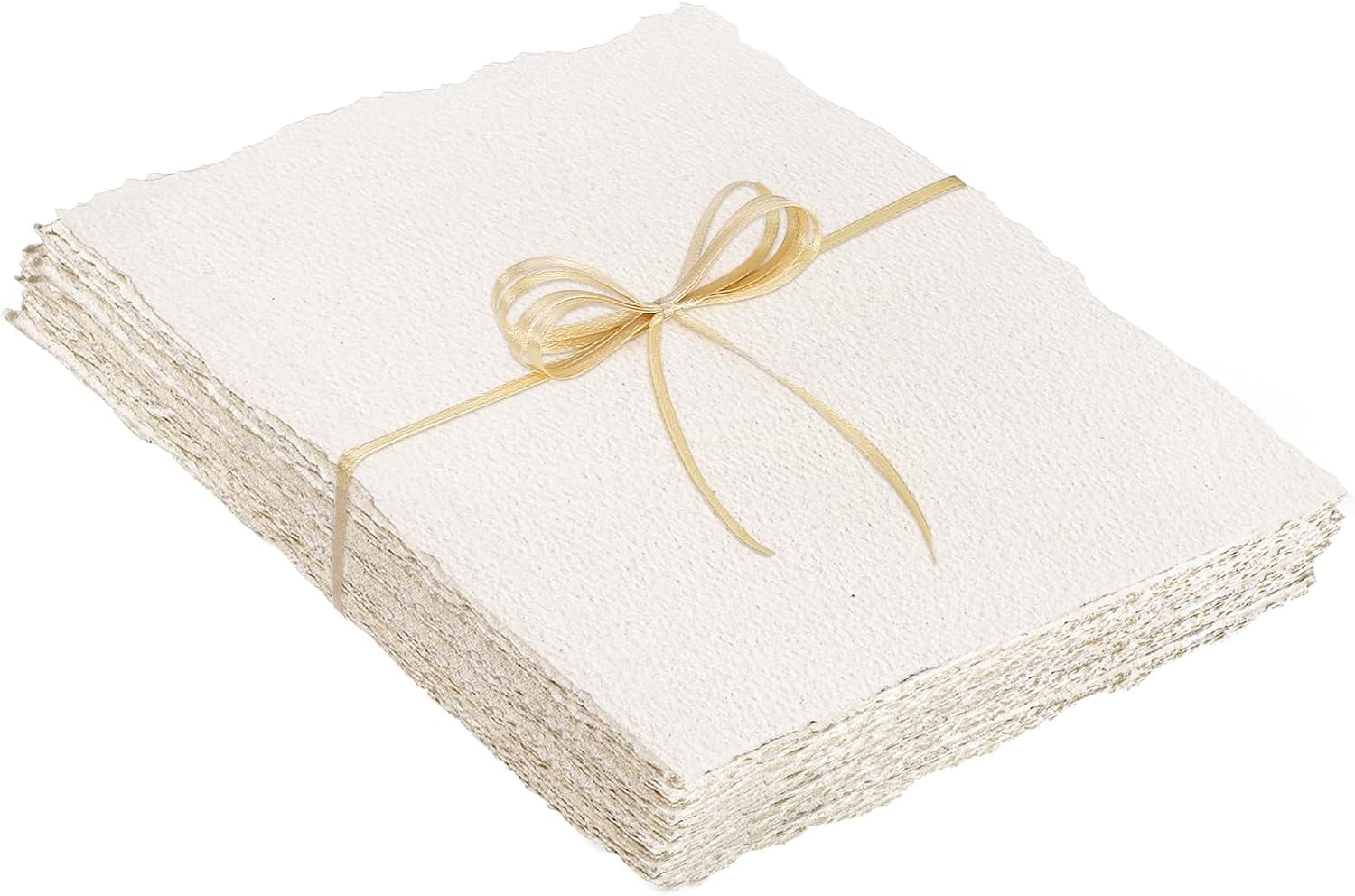 25 Sheets Watercolor Paper, 300 GSM Deckled Edge Paper 4 x 6 inch Rough/Textured Handmade Paper Cotton Paper White Textured Papers for Watercolors, Wedding Invitations, Cards, Crafts