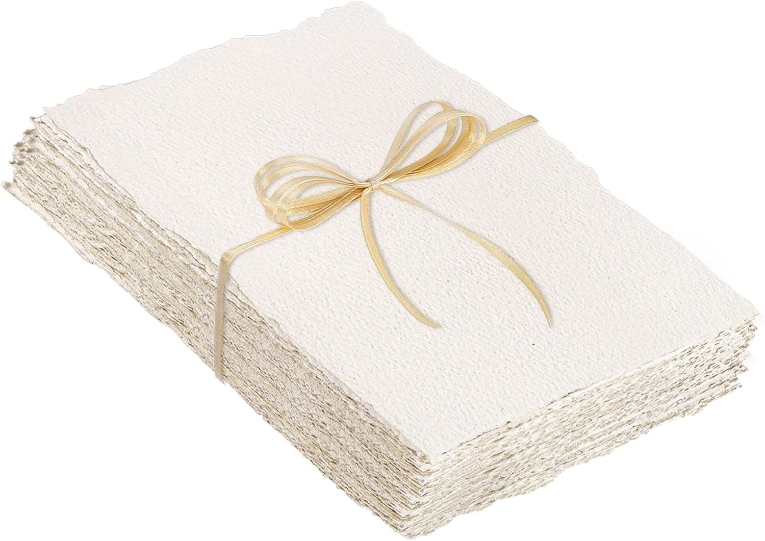 25 Sheets Watercolor Paper, 300 GSM Deckled Edge Paper 4 x 6 inch Rough/Textured Handmade Paper Cotton Paper White Textured Papers for Watercolors, Wedding Invitations, Cards, Crafts