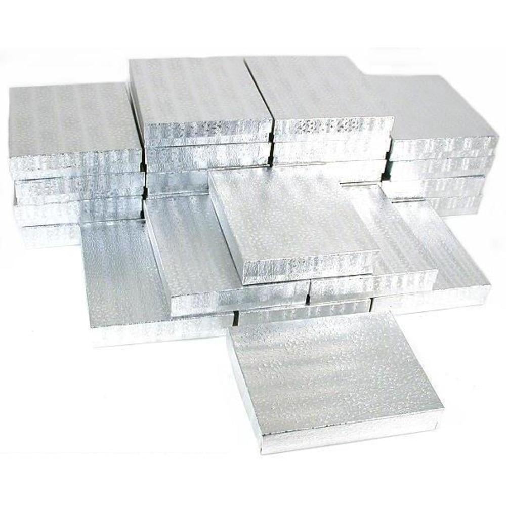 25 Silver Cotton Boxes Necklace Gift Jewelry Displays 6 1/8"