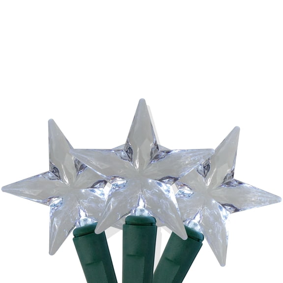 Hofert LED M5 Star Christmas Lights - Pure White - 8' Green Wire - 25ct