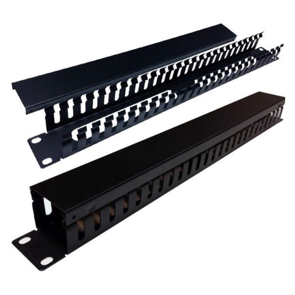 25 Slot Cable Manager 1U Server Rack Wire Management System (small slots) - 2 Pack