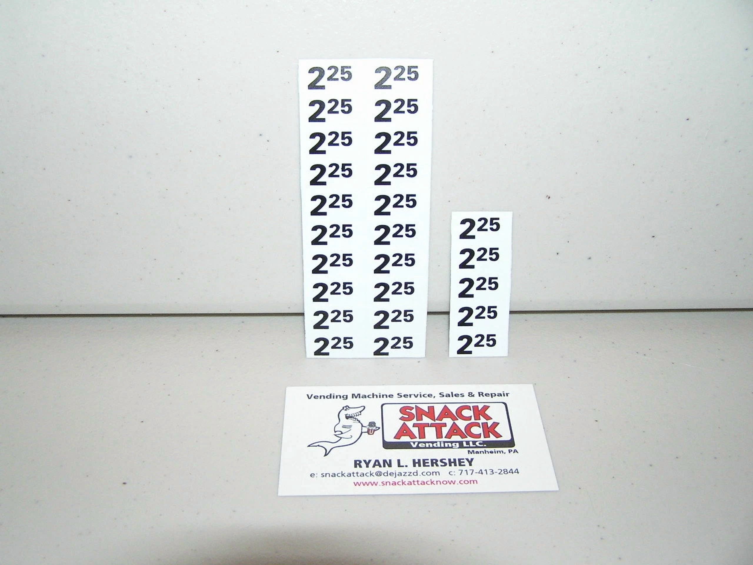 Vending Machine Label Sticker (25) Snack Vending Machine $2.25 / $2.20 Price Labels - Free Ship ...
