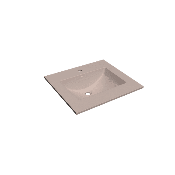 25" Solid Surface Polyurethane Resin Streamline Vanity Top with Sink-Durable, Consistent Cappuccino Color, Easy-to-Clean, Built-in Overflow, Single-Hole Faucet Mount