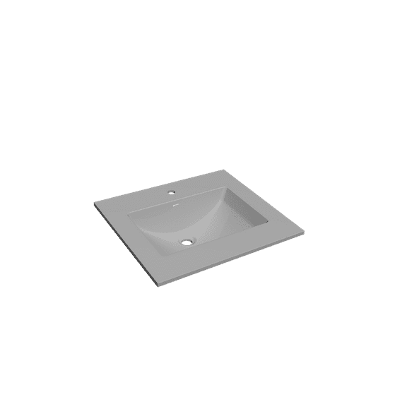 25" Solid Surface Polyurethane Resin Streamline Vanity Top with Sink-Durable, Consistent Grey Color, Easy-to-Clean, Built-in Overflow, Single-Hole Faucet Mount