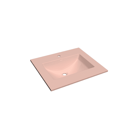 25" Solid Surface Polyurethane Resin Streamline Vanity Top with Sink-Durable, Consistent Pink Color, Easy-to-Clean, Built-in Overflow, Single-Hole Faucet Mount