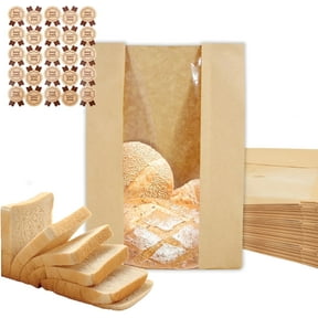 25 Sourdough Bread Bags For Homemade Loaf Kraft Brown Paper Bread Bags with Window and Square Bottom Large Bakery Bag - Reusable and Disposable Square Bottom for Easy Storage of Sandwiches and Bagels