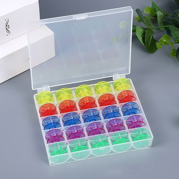 25 Spool Sewing Bobbin Transparent Storage Case Portable Plastic Thread Organizer Machine Bobbin Holder Box For Sew Craft