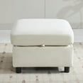 thumbnail image 1 of 25" Square Storage Ottoman for Modular Couch, Convertible Footrest with Hidden Compartment, Chenille Upholstered Coffee Table & Extra Living Room Seating,Beige, 1 of 6