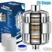 25 Stage Shower Filter For Hard Water, with 2 Replaceable Cartridge, High Output Shower Head Filter, Hard Water Filter