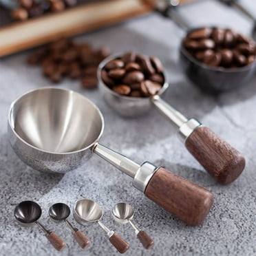 Under 25,Stainless Steel Coffee Measuring Spoon,Wooden Handle Tea Spoon,Baking Scale Spoon,Milk Powder and Seasoning Measuring Spoon Christmas Tree|Stainless steel,Black,Vsgery