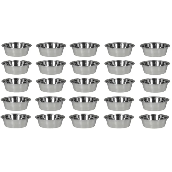 25 Stainless Steel Dog Bowl Animal Dish Wholesale Bulk Packs 6 Sizes Available (8 oz = 1/2 Pint)