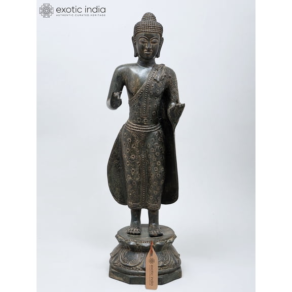 25" Standing Lord Buddha in Karana Mudra | Buddhist Brass Statue