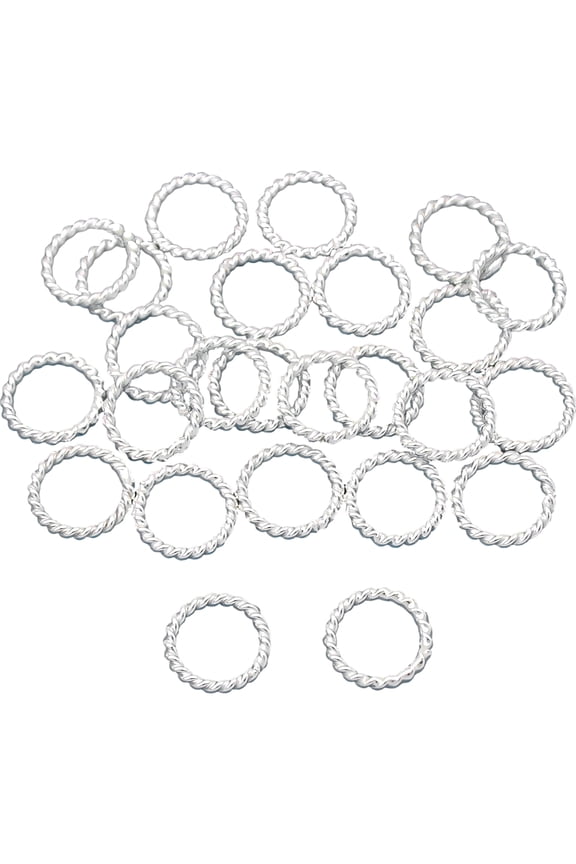 25 Sterling Silver Twisted Closed Jump Rings 19 Ga 6mm