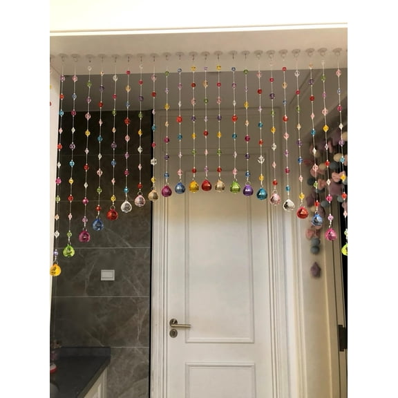 25 Strings Crystal Beaded Curtain Multicolor Rainbow Room Divider