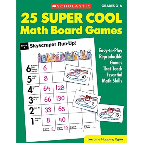Pre-Owned 25 Math Board Games: Easy-to-Play Reproducible Games that Teach Essential Math Skills, Grades 3-6, 9780590378727, 0590378724, Paperback, 6.1.1999 edition