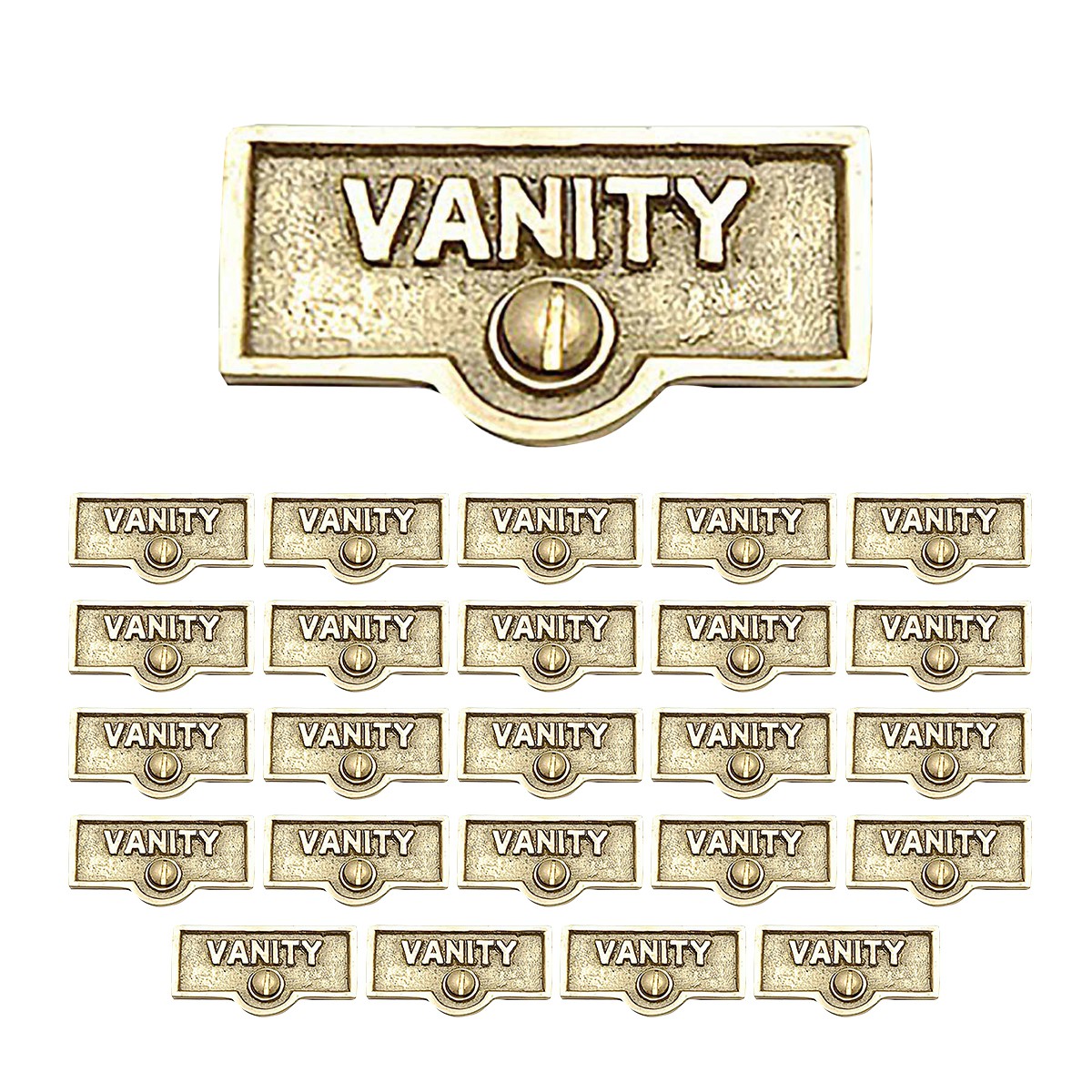 Vaanity Sign 25 Switch Plate Tags VANITY Name Signs Labels Lacquered Brass ...