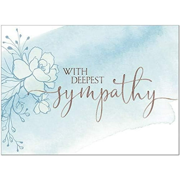 25 Sympathy Cards - Floral Watercolor Design with Copper Foil Embossing - 26 White Envelopes - FSC Mix