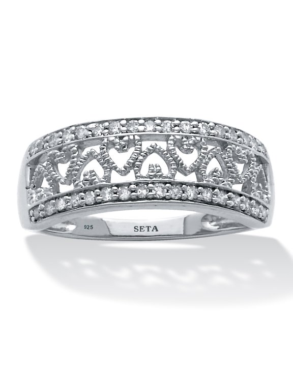 .25 TCW Diamond Sterling Silver Interchanging Heart Promise Ring