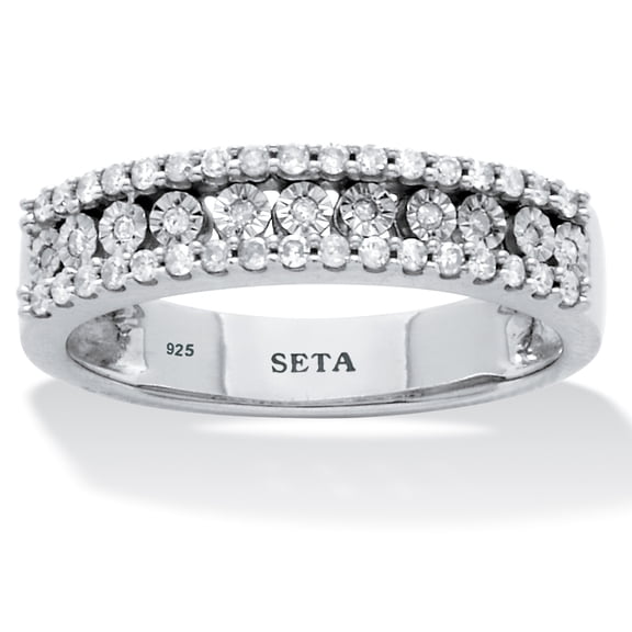 .25 TCW Diamond Sterling Silver Multi-Row Ring