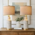 thumbnail image 1 of 25" Table Lamps Set of 2 - Modern Bedside Lamps for Living Room - White Washed Ceramic Nightstand Lamps for Bedroom, 1 of 8