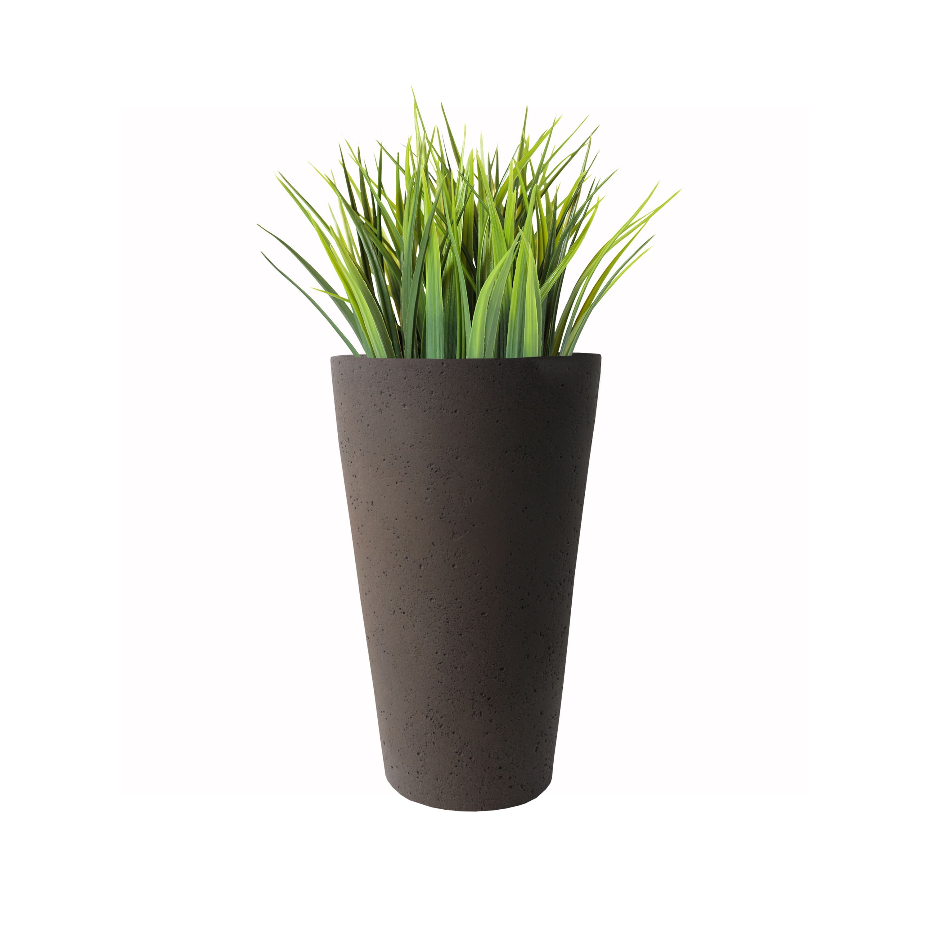 Algreen Crete 25" Self-Watering Planter, Tall, Brownstone Resin