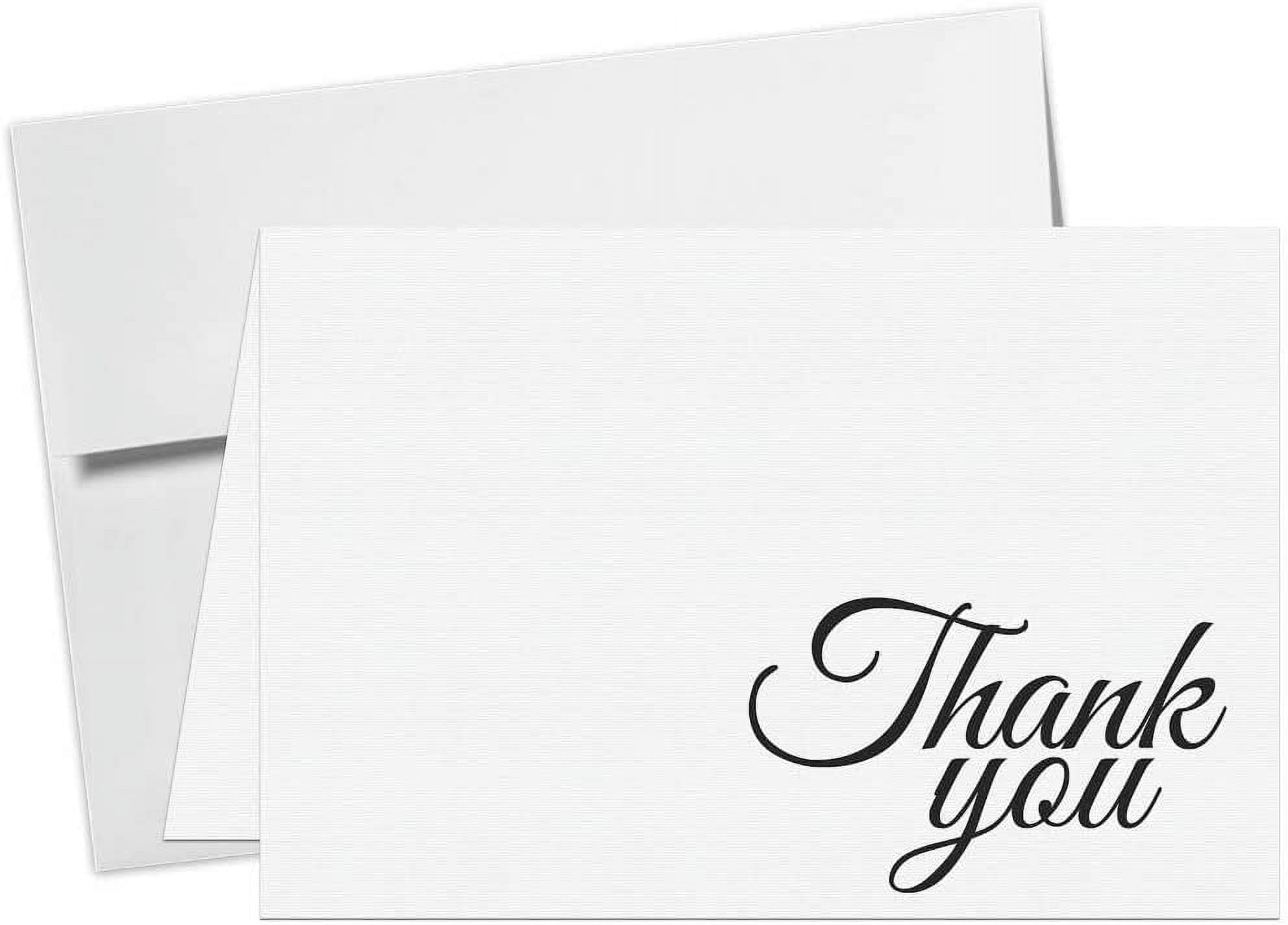 25"Thank You" Greeting Cards and Envelopes - Foldover 5 x 7 or 4.5 x 6 Cards on Crisp White Heavy Linen Cardstock and Envelopes (5 x 7)