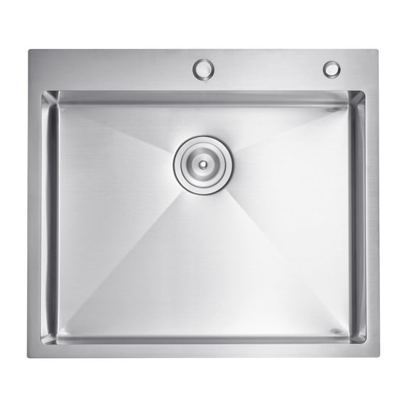 25" Top Mount Single Bowl Kitchen Sink, 304 Stainless Steel Drop-In Basin with 9" Depth, Soundproof Pads & X-Shaped Drain Design, Easy Installation for Bars, Laundry Rooms & Home Kitchens