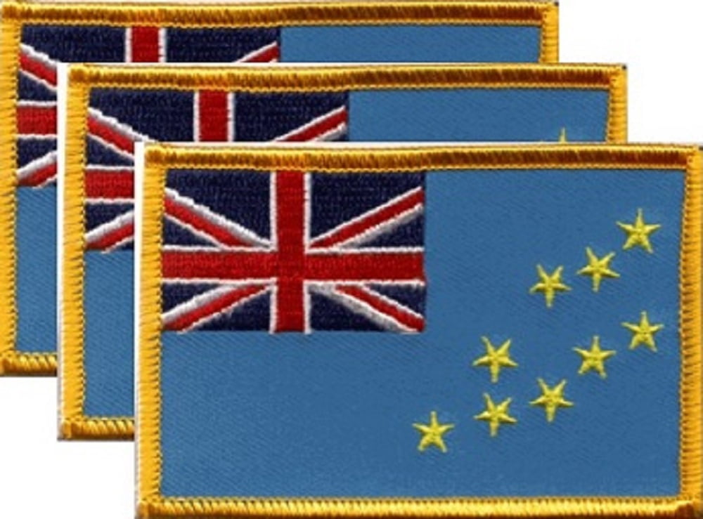 25 Tuvalu Flag Patches, Embroidered Iron On or Sew On, Measures 3.50" x 2.25"
