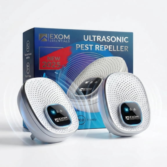 -25, Ultrasonic Pest Control Repeller - Electronic and Ultrasonic, Indoor Plug-in Repeller - Get Rid Of - Rodents, Mice, Squirrels, Bats, Insects, Bed Bugs, Ants, Fleas, Spiders, Cockroaches (2 Pack)
