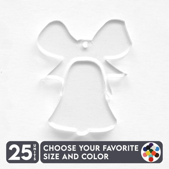 25 Units Acrylic Christmas Ornaments Bell Soto 1/8" Thick – Clear or Solid Color – (Size 2.5") Made in USA