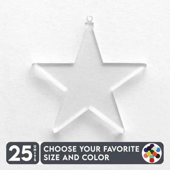 25 Units Acrylic Christmas Ornaments Star David 1/8" Thick – Clear or Solid Color – (Size 2.5") Made in USA
