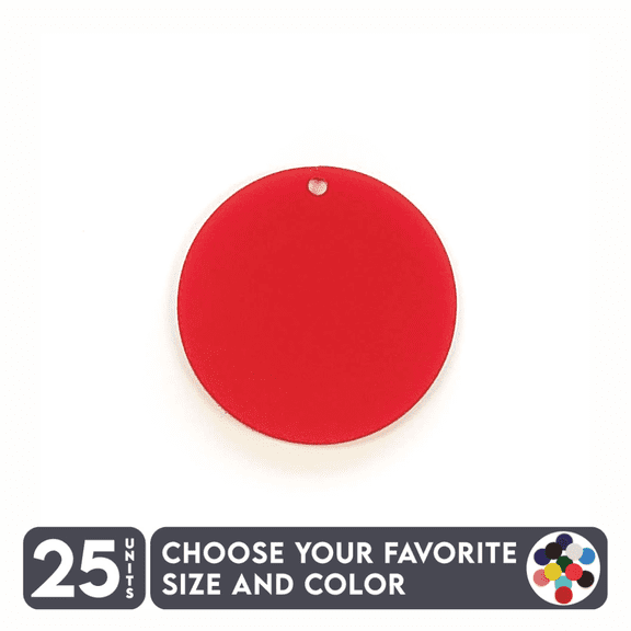 25 Units Acrylic Circle Blanks Disk With Hole 1/8" Thick - Clear or Solid Color - (Size 10") Made in USA