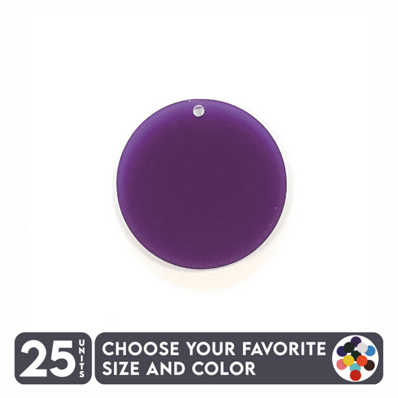 25 Units Acrylic Circle Blanks Disk With Hole 1/8" Thick – Clear or Solid Color – (Size 2.5") Made in USA