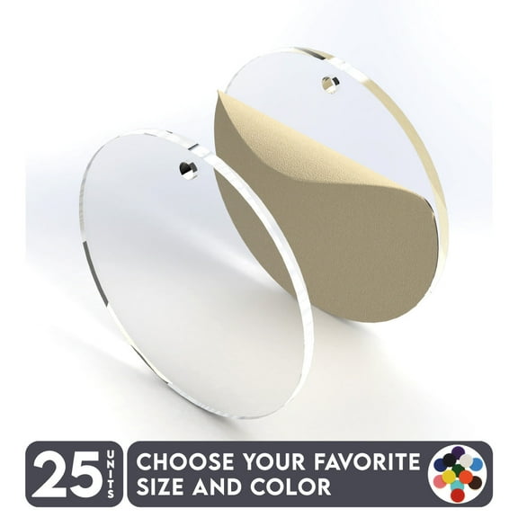 25 Units Acrylic Circle Blanks Disk With Hole 1/8" Thick – Clear or Solid Color – (Size 3") Made in USA