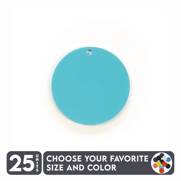 25 Units Acrylic Circle Blanks Disk With Hole 1/8" Thick - Clear or Solid Color - (Size 5") Made in USA