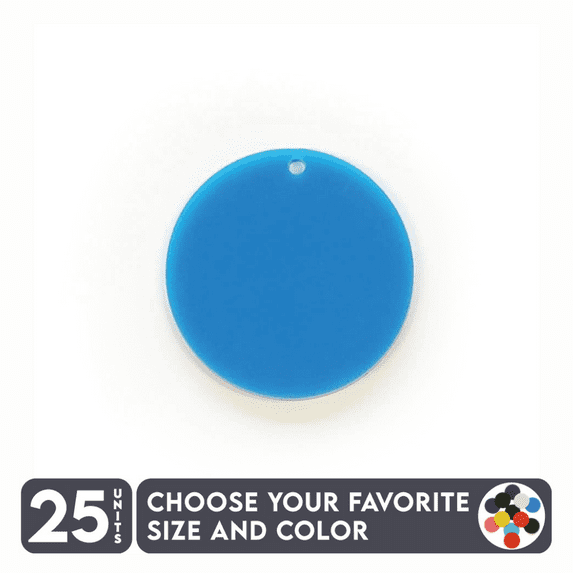 25 Units Acrylic Circle Blanks Disk With Hole 1/8" Thick - Clear or Solid Color - (Size 6") Made in USA