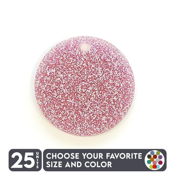 25 Units Acrylic Circle Blanks with Hole 1/8" Thick - Glitter Colors - (Size 4") Made in USA