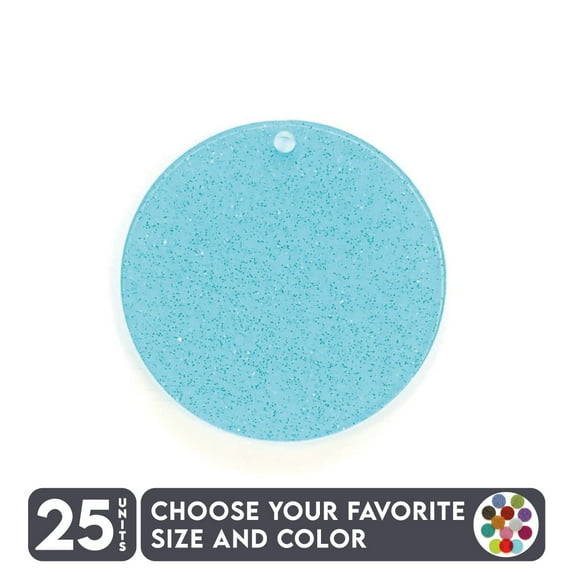 25 Units Acrylic Circle Blanks with Hole 1/8" Thick - Glitter Colors - (Size 5") Made in USA