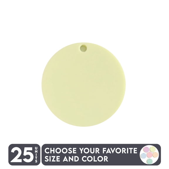 25 Units Acrylic Circle Blanks with Hole 1/8" Thick – Pastel Colors – (Size 1") Made in USA